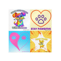Puppy Power Die-Cut Sticker Pack — Color Your World, Stay Pawsitive, Heart Paw Prints