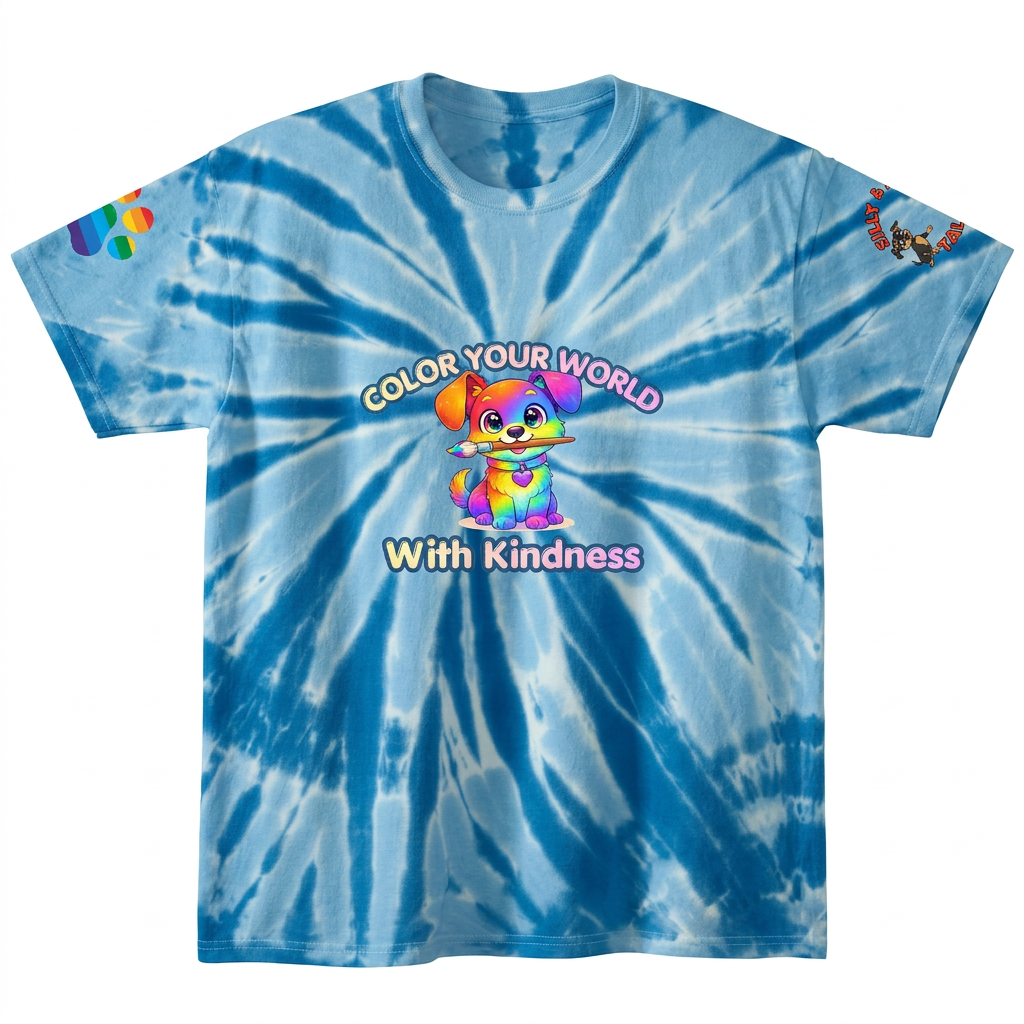 Silly Mutts Tales™ Color Your World With Kindness Youth Tie-Dye T-Shirt