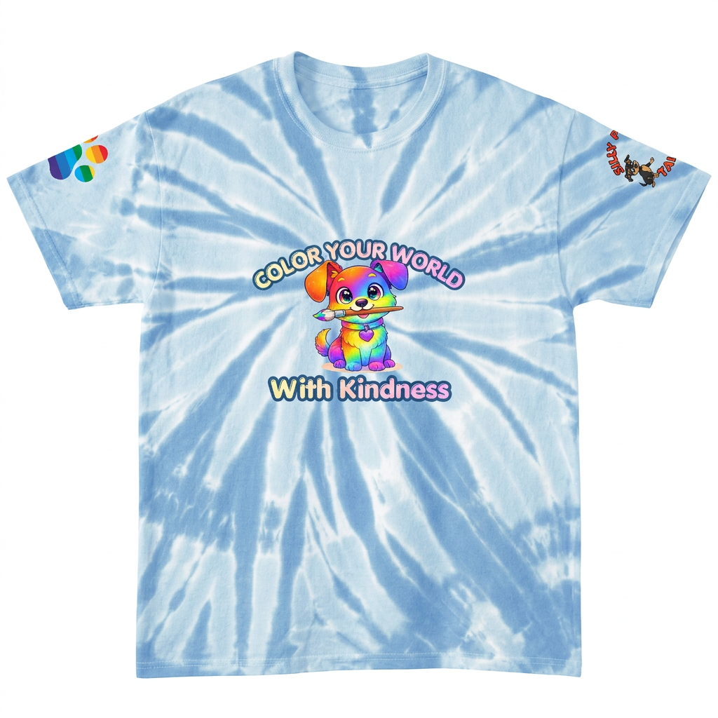Silly Mutts Tales™ Color Your World With Kindness Youth Tie-Dye T-Shirt