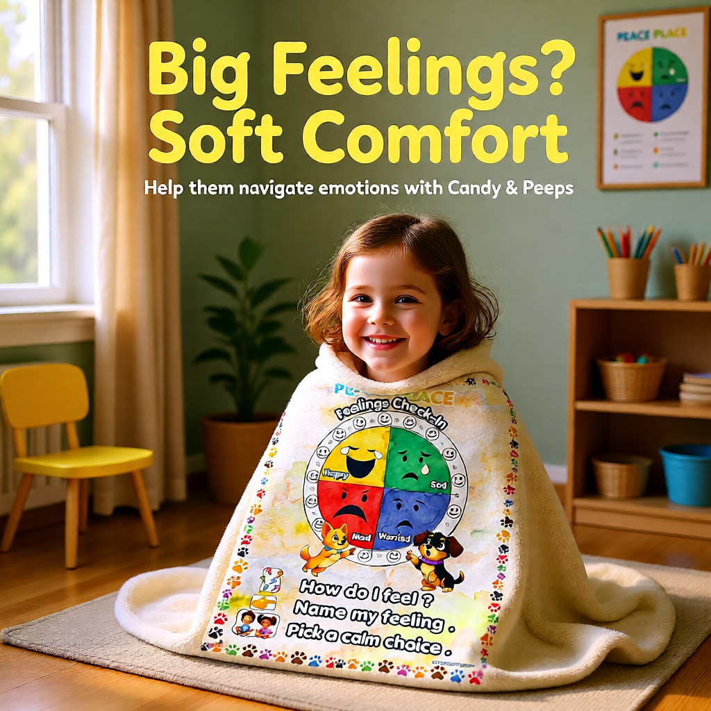 Silly Mutts Tales™ Peace Place Feelings Check-In Blanket