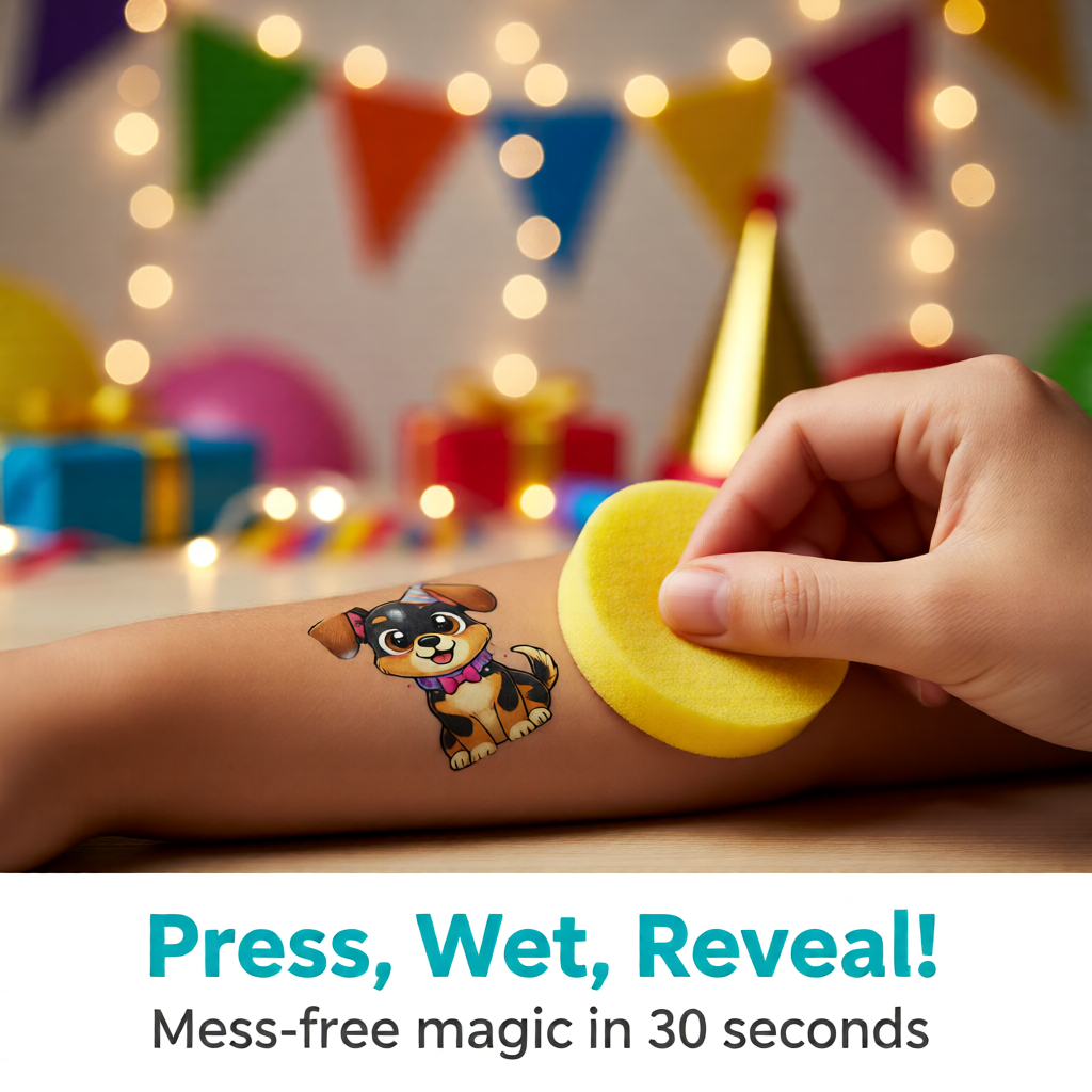 Temporary Tattoos — Happy Birthday!!!-Silly Mutts Tales Puppies (Candy & Peeps)