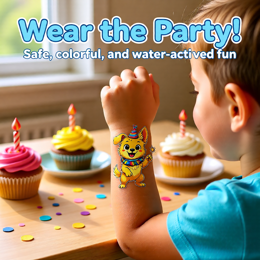 Temporary Tattoos — Happy Birthday!!!-Silly Mutts Tales Puppies (Candy & Peeps)