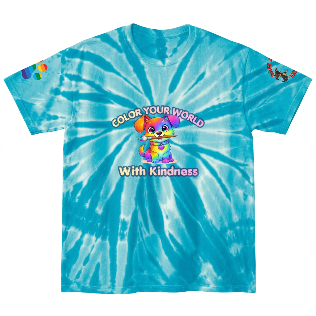 Silly Mutts Tales™ Color Your World With Kindness Youth Tie-Dye T-Shirt