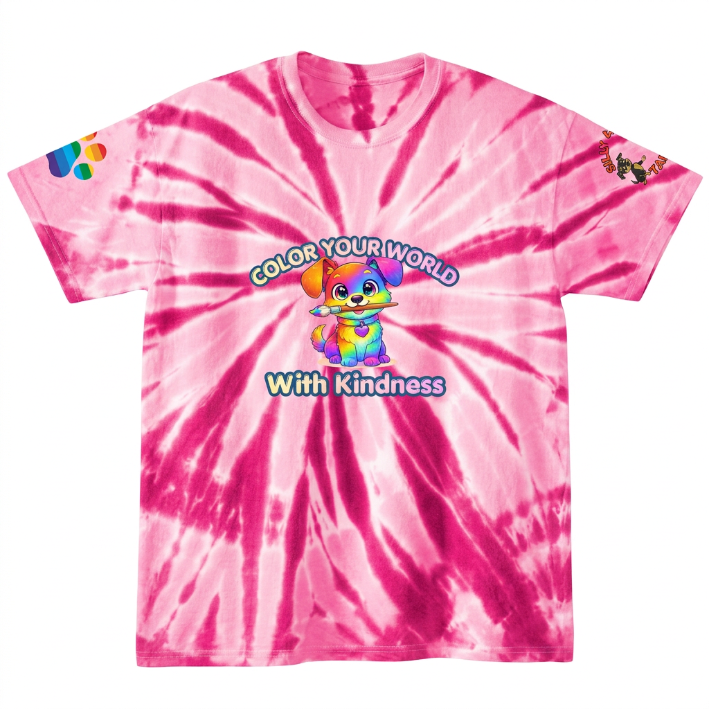 Silly Mutts Tales™ Color Your World With Kindness Youth Tie-Dye T-Shirt