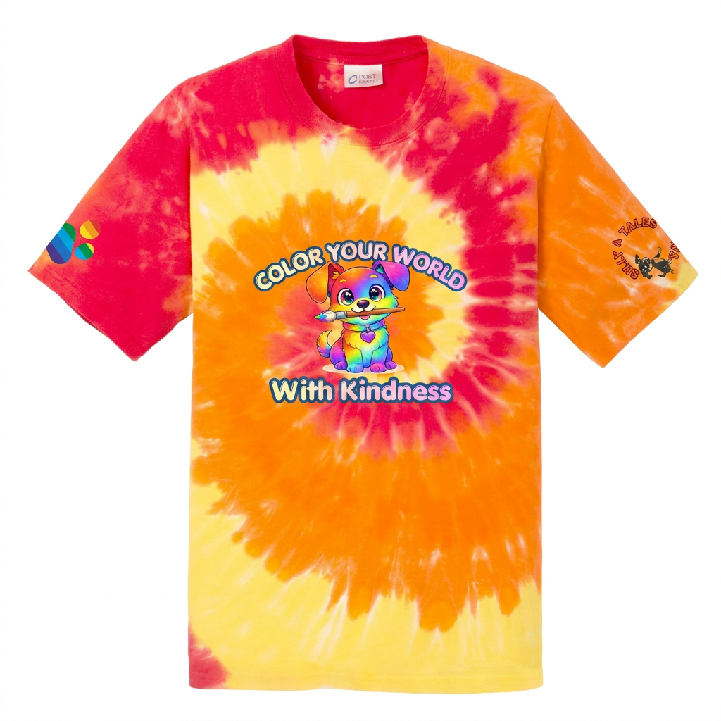 Silly Mutts Tales™ Color Your World With Kindness Youth Tie-Dye T-Shirt