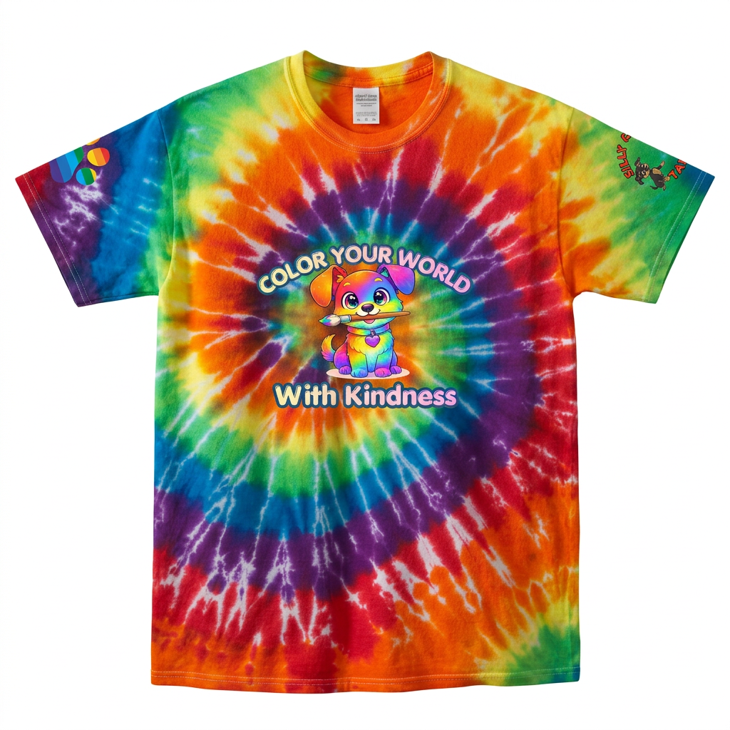 Silly Mutts Tales™ Color Your World With Kindness Youth Tie-Dye T-Shirt