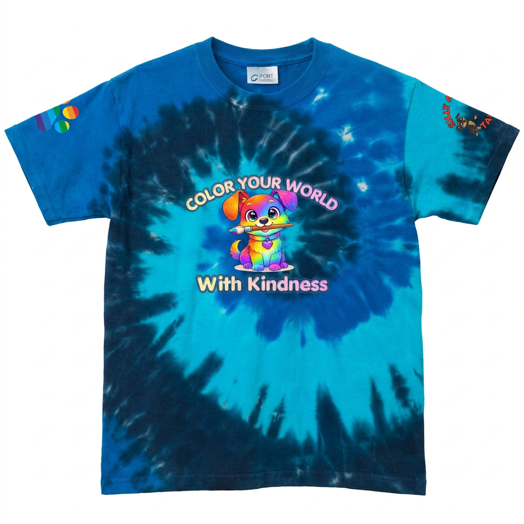 Silly Mutts Tales™ Color Your World With Kindness Youth Tie-Dye T-Shirt