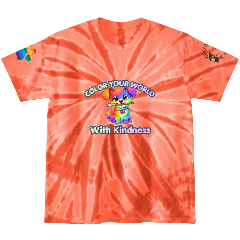 Silly Mutts Tales™ Color Your World With Kindness Youth Tie-Dye T-Shirt