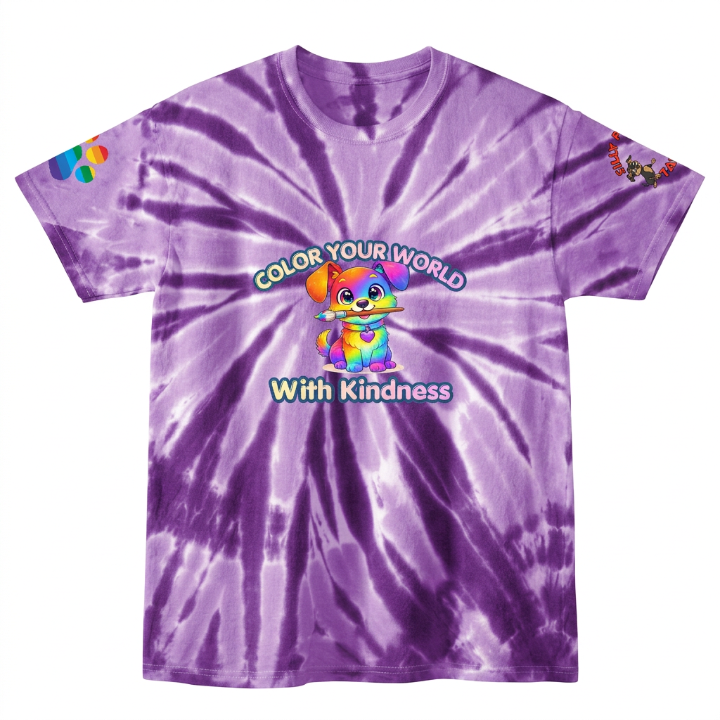 Silly Mutts Tales™ Color Your World With Kindness Youth Tie-Dye T-Shirt